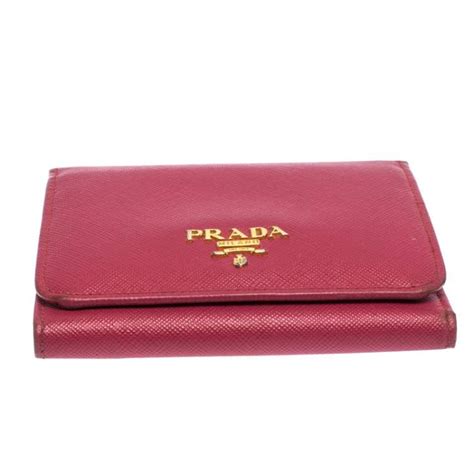 prada trifold leather wallet|leather wallet prada price.